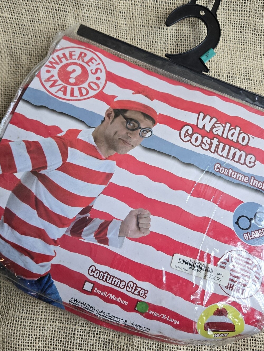 Where’s Waldo Costume Set  MEN Adult Size L/XL